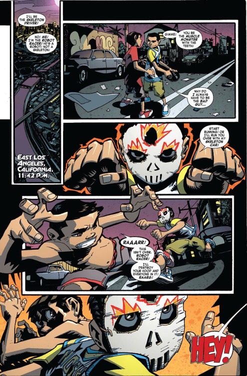 Mister Hyde: Ghost Rider!  Robbie: Who?  Mister Hyde: Ghost Rider? The Spirit of Vengeance? Heaven’s Hell’s Angel?! Guys?!  Robbie: (idly swings his chains around)  Zabo’s Mercs: (ded)  Mister Hyde: Forget it. (Attacks)