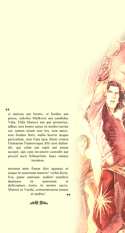 art by jenny dolfen. text is the oath of feanor, translated into latin by me.