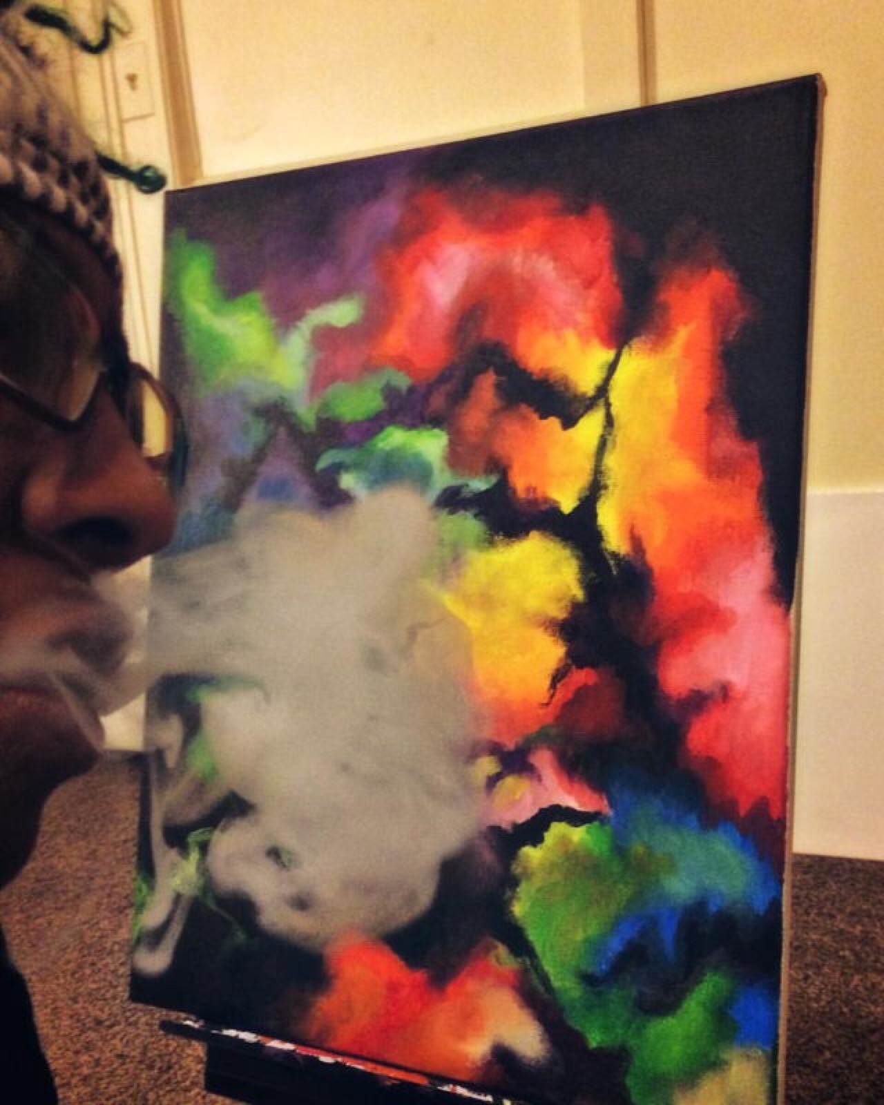 blvqwulph:  My first “abstractish” Galaxy painting. I’m a realism artist, so