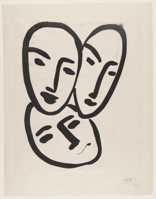 d-untrait:MATISSEApollinaire, Matisse, Rouveyre (Trois têtes. A l'amitié)(c. 1951-52, printed 1966)