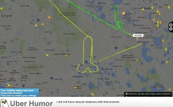 omg-pictures:Bored pilot draws a penis over Florida on flight radar with private