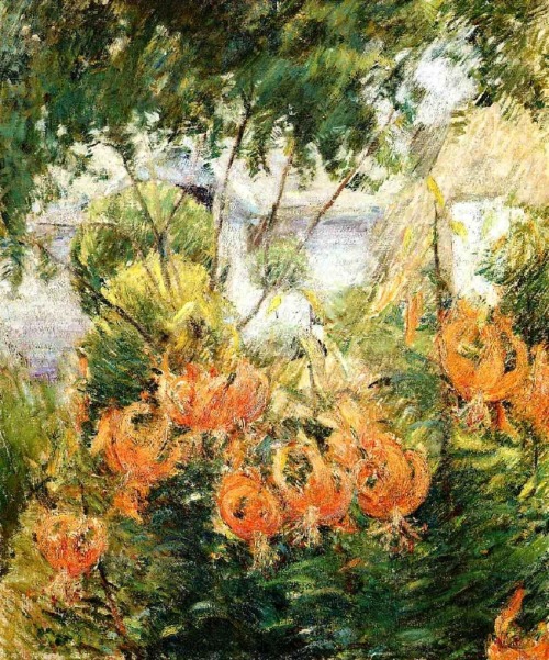 john-henry-twachtman: Tiger Lilies, 1899, John Henry Twachtman Medium: oil,canvas