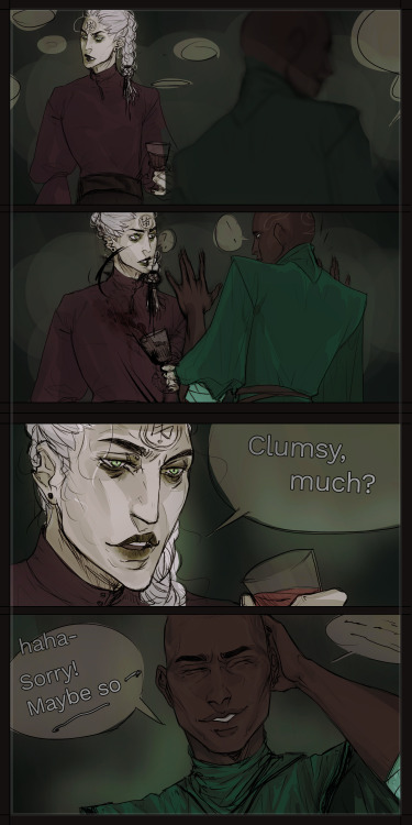 Full comic of these two lovebirds somehow making their strange relationship work. Featuring “fancy clothes”, an ambiguous party amidst a society rife with plague, and Adonisé’s emotional intelligence saving the day.Agrippa belongs to me / Adonisé