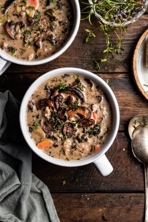 everythingwithwasabi: Creamy Vegan Mushroom Wild Rice Soup 