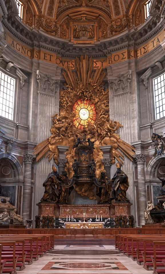 St. Peter's Chair In The Papal Basilica Of Saint Peter In The Vatican.