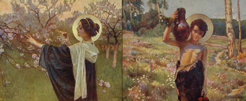 lunacylover:the 12 months, by Piotr Stachiewicz (Polish, 1858-1938):full set from “Boży rok&rd