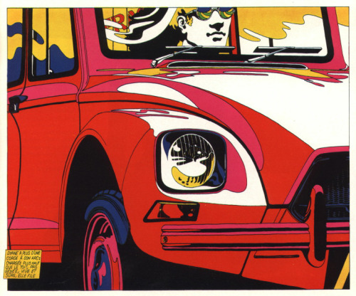 Michel Quarez, graphic poem for the Citroën Dyane in a publicity magazine, 1968. For Robert Delpire 