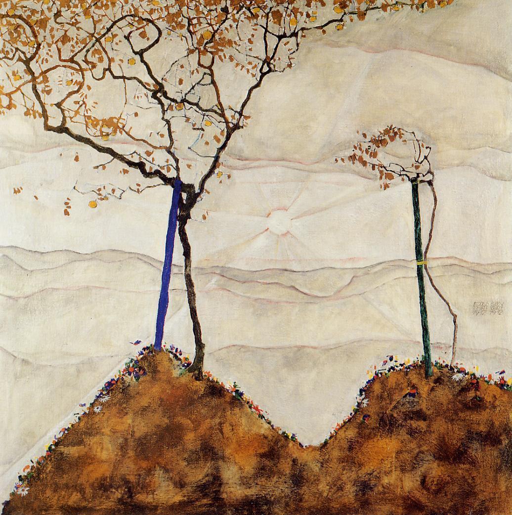 expressionism-art: Autumn Sun, 1912, Egon SchieleSize: 80.2x80.5 cmMedium: oil on