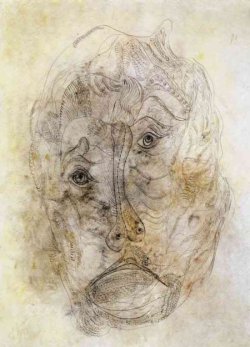 yama-bato:  Unica Zürn Drawings » portrait-of-hans-bellmer-1965 