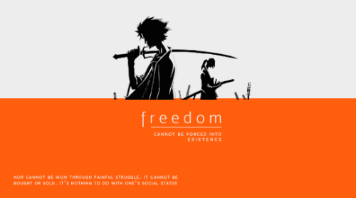 dicennio:  Freedom cannot be forced into existence, nor can it be won through painful struggle. Free