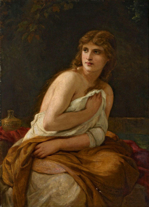 &ldquo;Lovely Girl Covers The Exposed Breast&rdquo; by Clemens Bewer (1820 - 1884), Germany