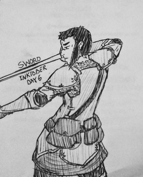 Inktober, day 6, Sword. Didn’t have time to sit down and do a very good job, but a quick doodl