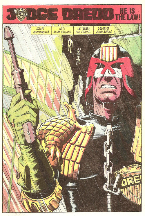 the-spinner-rack:  He Is The Law! (by Brian Bolland from Judge Dredd #1, 1983) 