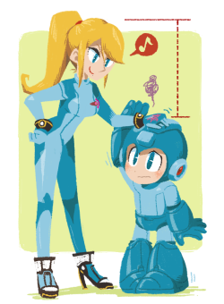 shenanigansblog:hakusotorakugaki:have to overcome the height barrier.Samus just loves making fun of others heightssamus is precious~ &lt;3