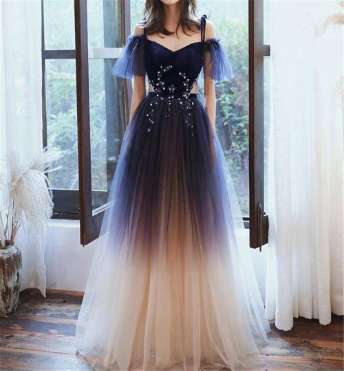 Blue Champagne Evening Dress by WoWoWo bridal Avalaible Here