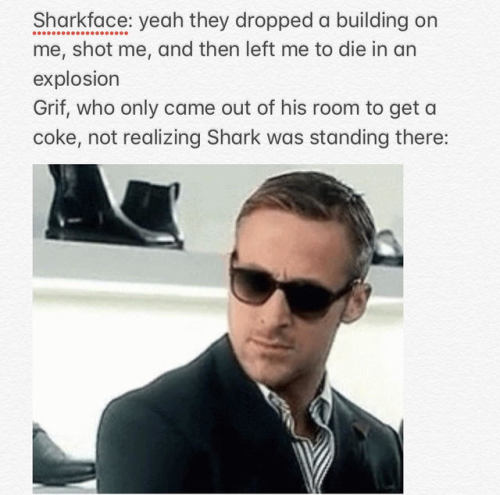 jaxbeetle:I made memes for an alternative timeline we live in where Sharkface has his redemption and