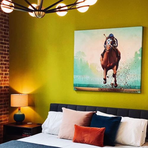 This 42x48 commission of @secretariat_racehorse looks absolutely stunning in its home. This is the l