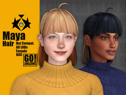  Angelina Hair>Base game compatible female hairstyle>Hat compatible>From Teen to Elder>