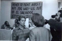 leslie-feinberg:  Photo credit: Boston branch, Workers World PartyPhoto caption: Leslie Feinberg, Boston, 1984.I had already been infected with tick-borne diseases for a decade.6/11/13Message from Leslie Feinberg:I want to be the one to tell you that