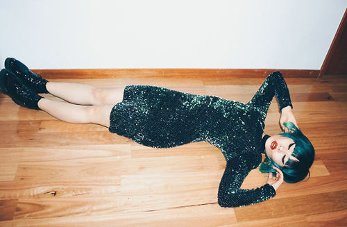 pyrrhics:  bad af iridescent greeen sequin dress