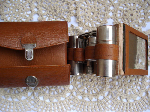 Vintage Russian Travel Shaving Set/ Brown Leather Case/1970s by Krassim (25.00 USD) http://ift.tt/1v