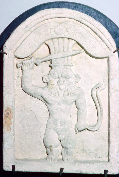 Steleof the God BesA few limestone reliefs and terracottas of this type exist. Bes waves a sword in 