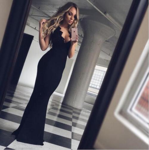 okbridalstudio:  Simple Sexy!Black Backless Sexy Mermaid Prom Evening Dress,Find it here: go
