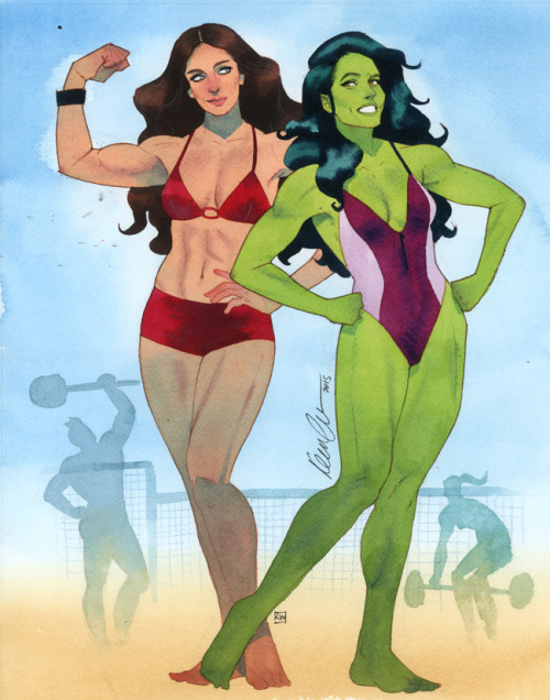 kevinwada:Big Barda &amp; She-HulkAt Muscle BeachNYCC 2015 commission