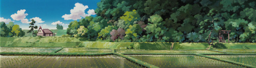 Backgrounds from Ghibli movies.