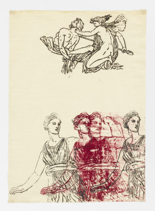 my-kelde:Nancy Spero. Artemis, Goddess and Centaur, 1983.hand-printing on paper