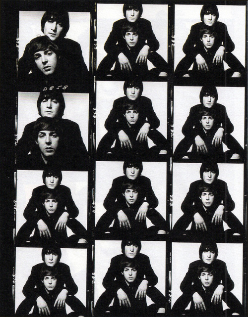 Contact sheets of David Bailey’s 1965 session with Lennon & McCartney. These are some of the bes