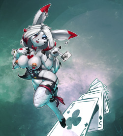 Gambler’s Hand - card bunny lady commission