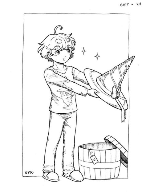 [28/31] #Inktober #Gift A little gift for you! #inktober2018 #witch #witchboy #gift #surprise #cha