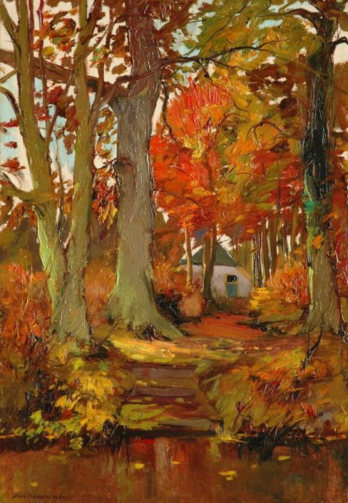 huariqueje:Autumn at Renkum  -  Xeno MunninghoffDutch 1873-1944Oil on canvas laid down on panel,  55