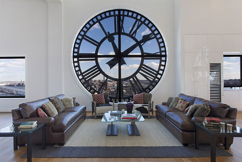 Old clock tower that has been converted into a penthouse apartment.