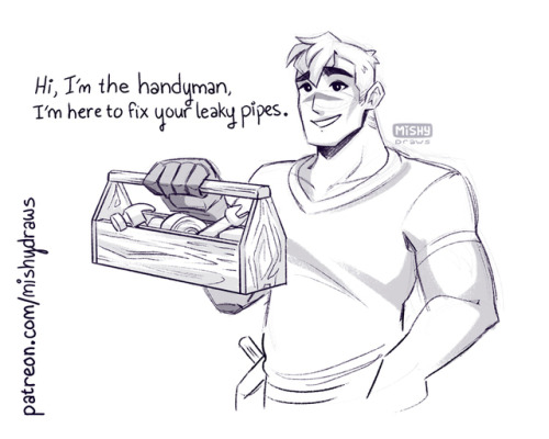 mishydraws:AU where handyman!Shiro works in the building Keith and his family move into. Nothing eve