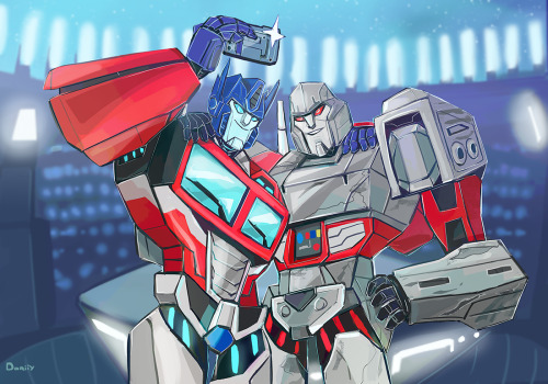 dariiy: Commission of Cyberverse Optimus and Megs in the past for @korloniumcrystals. Thank you so m