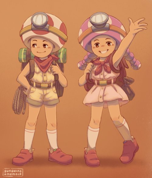 A bit of a better look at the Captain Toad and Toadette I drew earlier