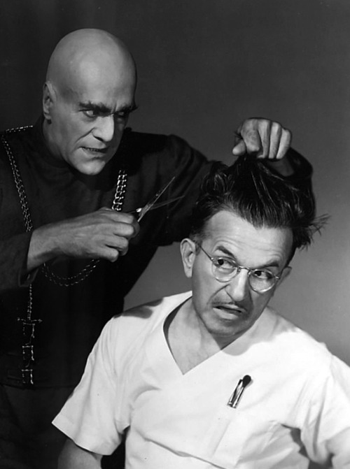 Boris Karloff takes his revenge on Jack Pierce during the production of Tower of London (1939), via 