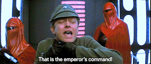 sith-shame-shack:  sith-shame-shack:  Jesus imagine how much officers and Imperial guards must hate it when the Emperor gives any command that doesn’t involve an explicit or implicit exception for Vader. Like, the Emperor is like “I am not to be disturbed