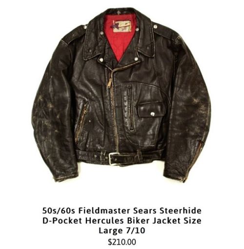 1950s Sears Feildmaster D-Pocket biker jacket in steer hide! On sale!!! $210 plus shipping!!! #Hercu