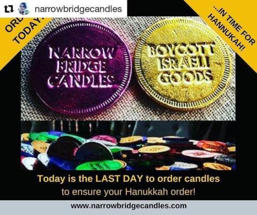 #Repost @narrowbridgecandles (@get_repost)・・・Today is the last day to ensure your Hanukkah candle or