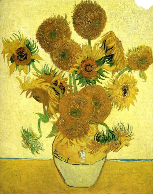 vincentvangogh-art:  Still Life - Vase with Fifteen Sunflowers, 1888 Vincent van Gogh