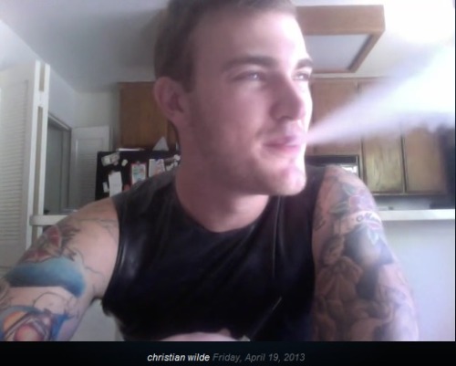 manxrubberboi:  funandphotos:  from my Skype call with Christian Wilde, 4-19-13!!!! He is SO FUCKING COOL, it is absolutely amazing!!!  He could so visit me :P