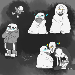 serpentinesaltern:  Some cute sans and papyrus doodles I did a long time ago. cutie piesss.