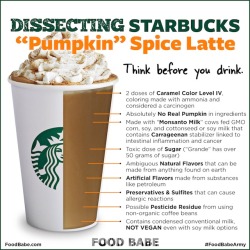 thelazynatural:  “The fact that it doesn’t contain pumpkin is the least of my worries.” It’s Fall, which means all things “Pumpkin Spice” are out in full force. Before you grab that Pumpkin Spice Latte, read this great article about all the