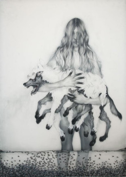 darksilenceinsuburbia:  Anthony Goicolea. Pathetic Fallacy Drawings. Wolf in Sheep’s Clothing II, 2011.Graphite and ink on mylar, 58” x 42”.   http://www.anthonygoicolea.com/ 