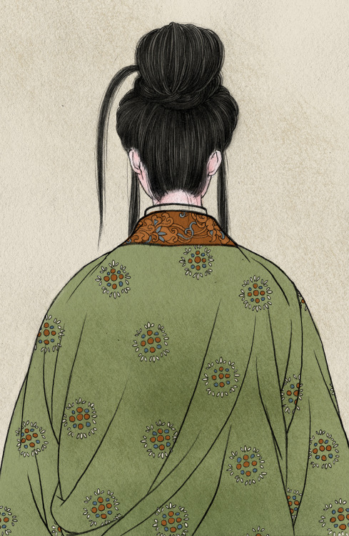 peonypavillion:by 阿舍Back portraits of Chinese women depicted in historical art, by Chinese artist -阿