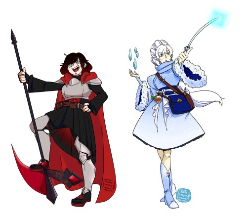Some more RWBY x DnD drawings; Finishing off team RWBY with Paladin Ruby and another Wizard/Alchemis