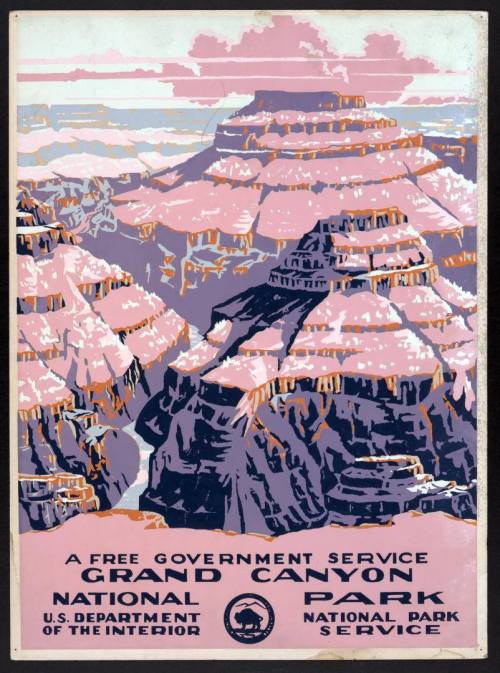 Early posters for US National ParksThe New Deal saw many changes in the USA, including the establish